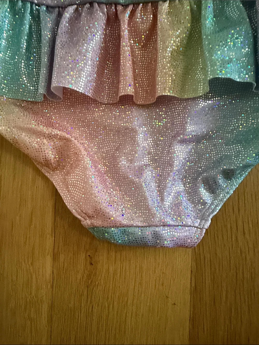 H&M Shimmer Pastel Rainbow Ruffle One-Piece Swimsuit